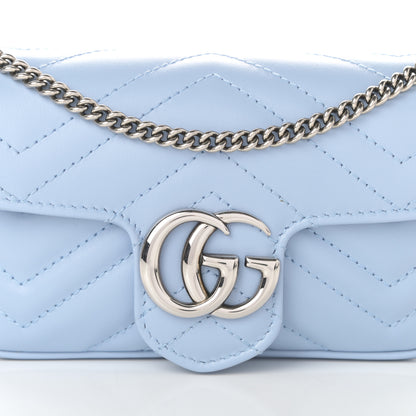 Gucci Calfskin Matelasse Super Mini GG Marmont Shoulder Bag Porcelain Light Blue 7 of 9