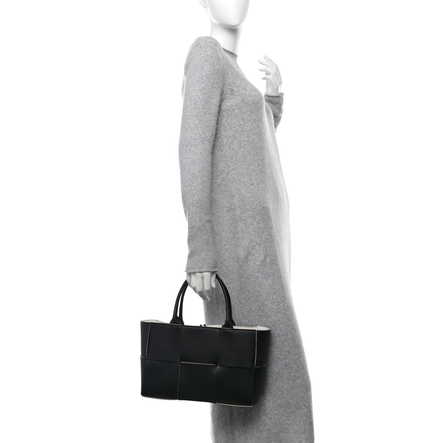 Bottega Veneta Nappa Maxi Intrecciato Small Arco Tote Black White 2 of 10