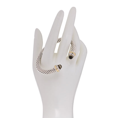 David Yurman Sterling Silver 14K Yellow Gold Smoky Quartz 7mm Cable Classics Bracelet 2 of 5