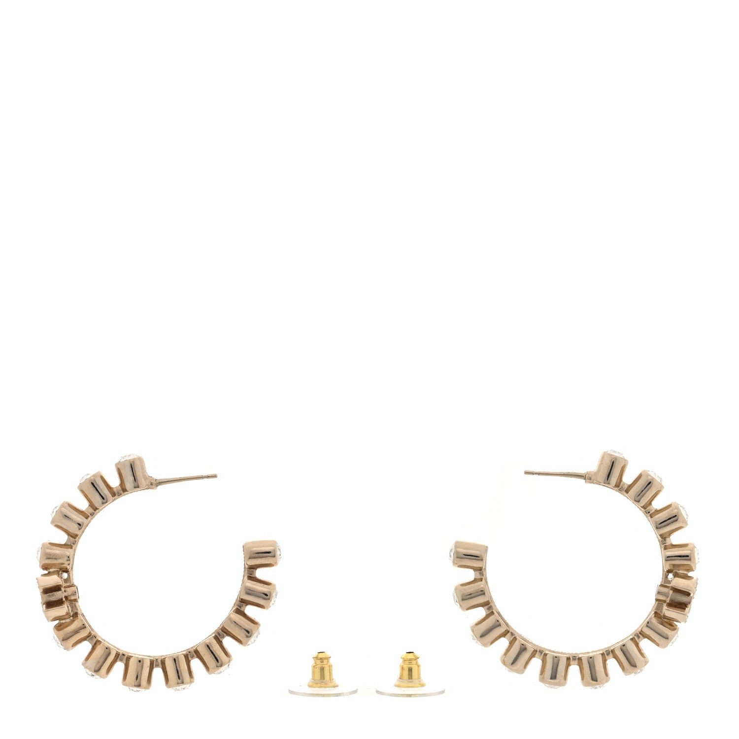 Chanel Crystal CC Hoop Earrings Gold 3 of 5