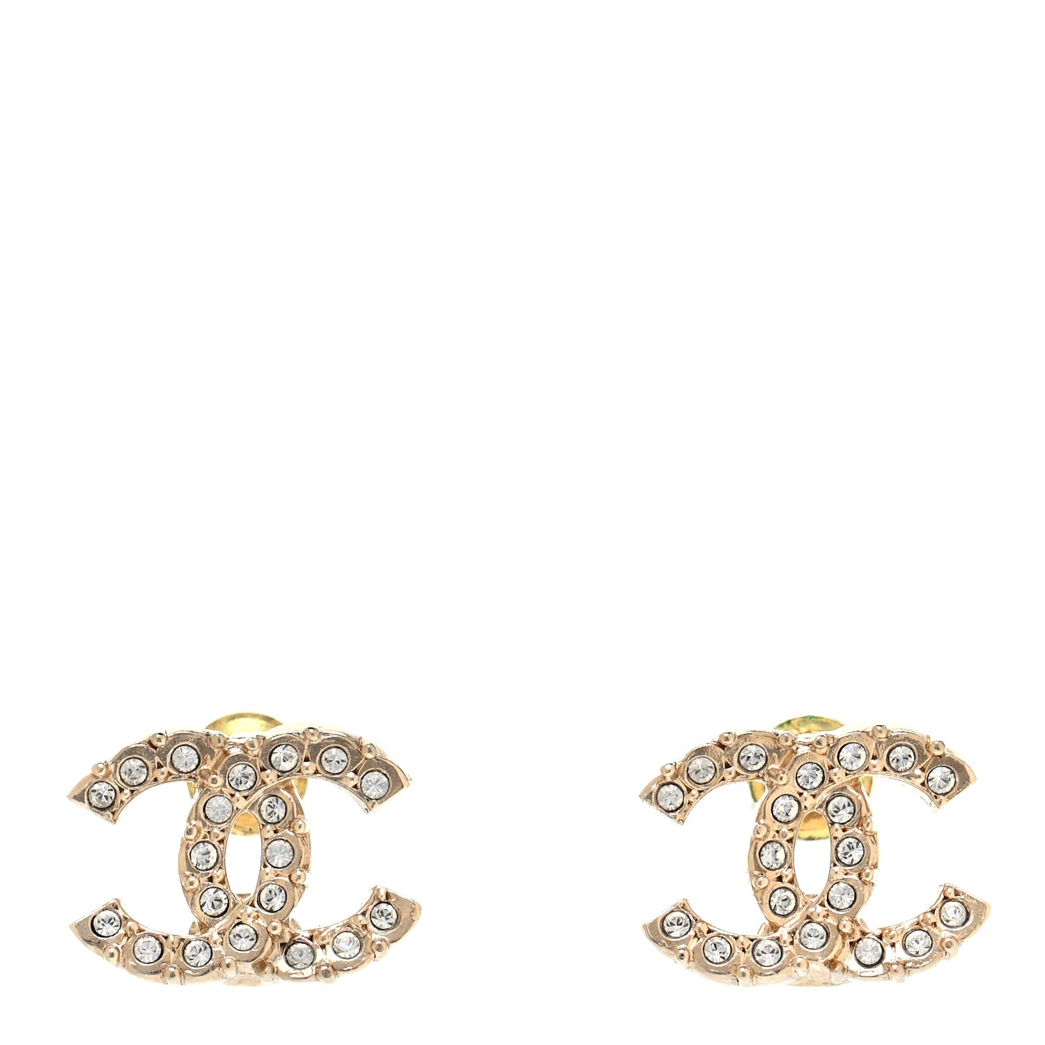 Chanel Crystal CC Earrings Gold 1 of 4