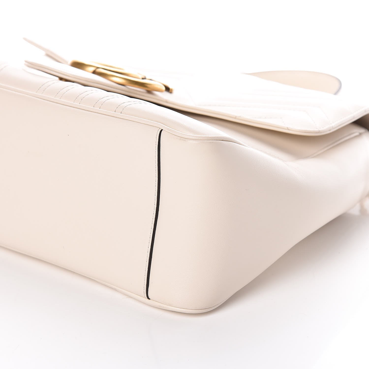 Gucci Calfskin Matelasse Medium GG Marmont Top Handle Shoulder Bag Mystic White 6 of 9