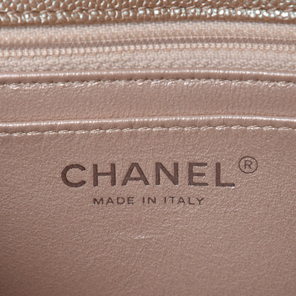 Chanel Iridescent Caviar Chevron Quilted Mini Rectangular Flap Light Gold 6 of 8
