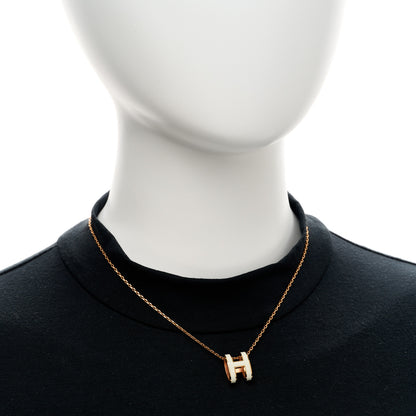 Hermes Lacquered Rose Gold Pop H Pendant Necklace White 2 of 7