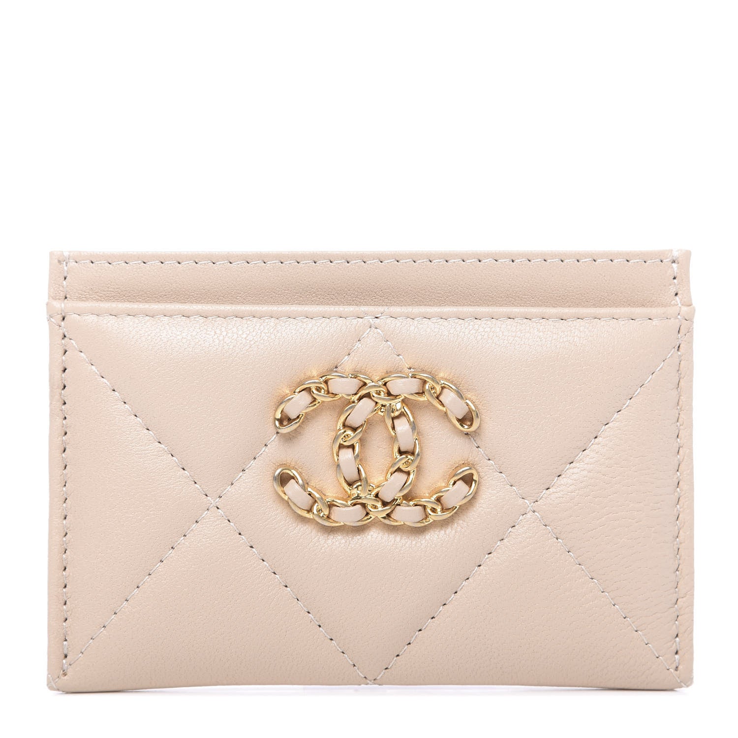 Chanel Goatskin Quilted 19 Card Holder Beige 1 of 7