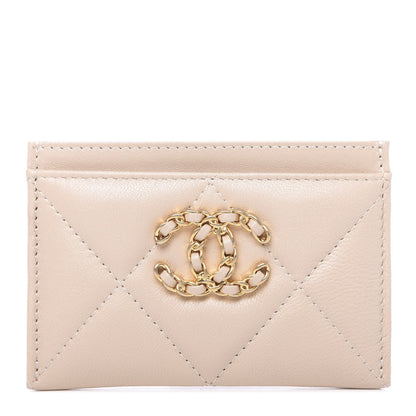 Chanel Goatskin Quilted 19 Card Holder Beige 1 of 7