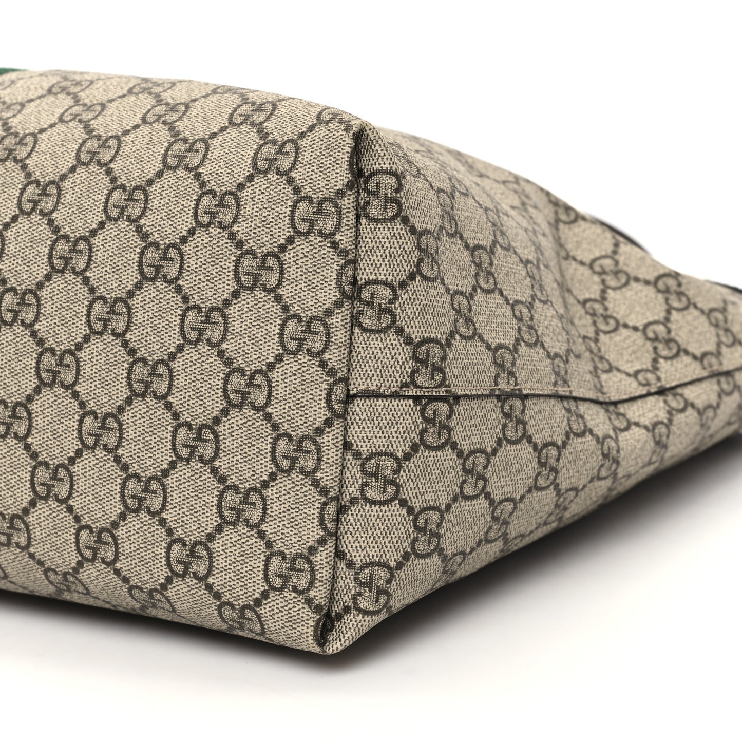 GG Supreme Monogram Textured Calfskin Web Medium Ophidia Shopping Tote Beige Ebony New Acero