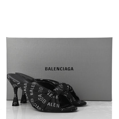 Balenciaga Jacquard Allover Logo Drapy 80mm Sandals 36.5 Black White 18 of 18