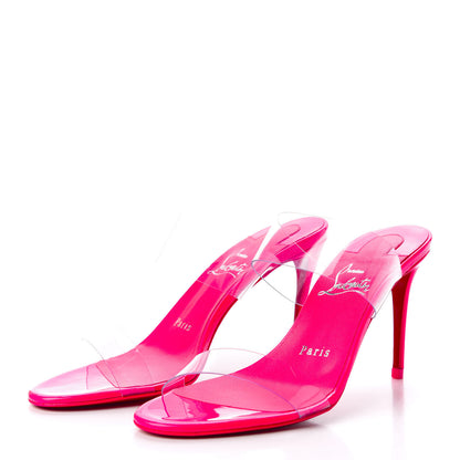 Christian Louboutin Patent PVC Just Nothing 85 Slide Sandals 36 Magnifique 2 of 9