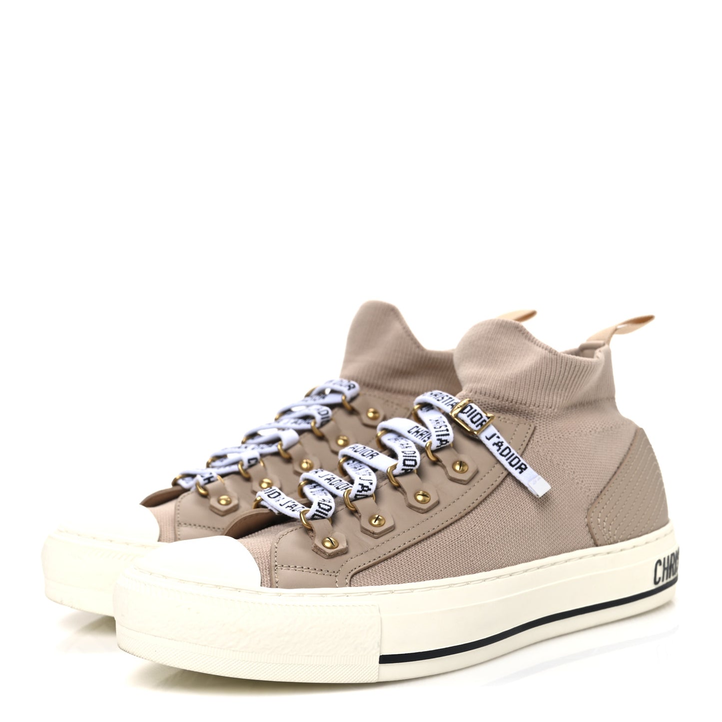 Technical Knit Womens Walk'n Dior High Top Sneakers 37.5 Nude