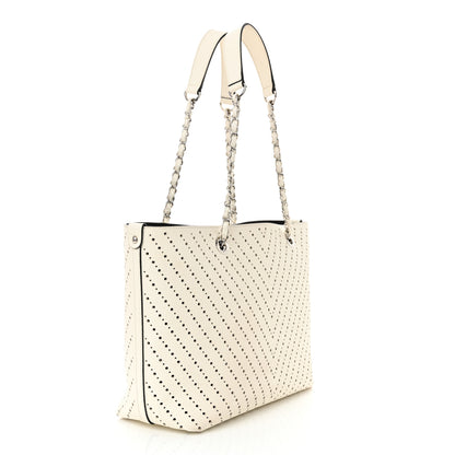 Chanel Perforated Grained Calfskin Large Shopping Tote White 4 of 12