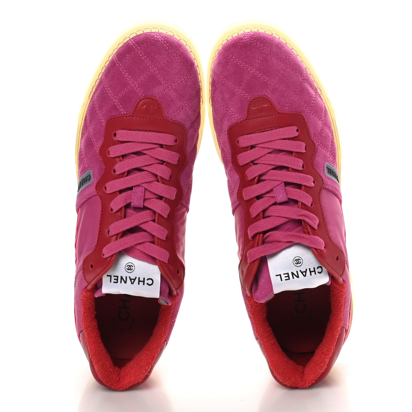 Suede Calfskin Quilted Sneakers 40.5 Pink