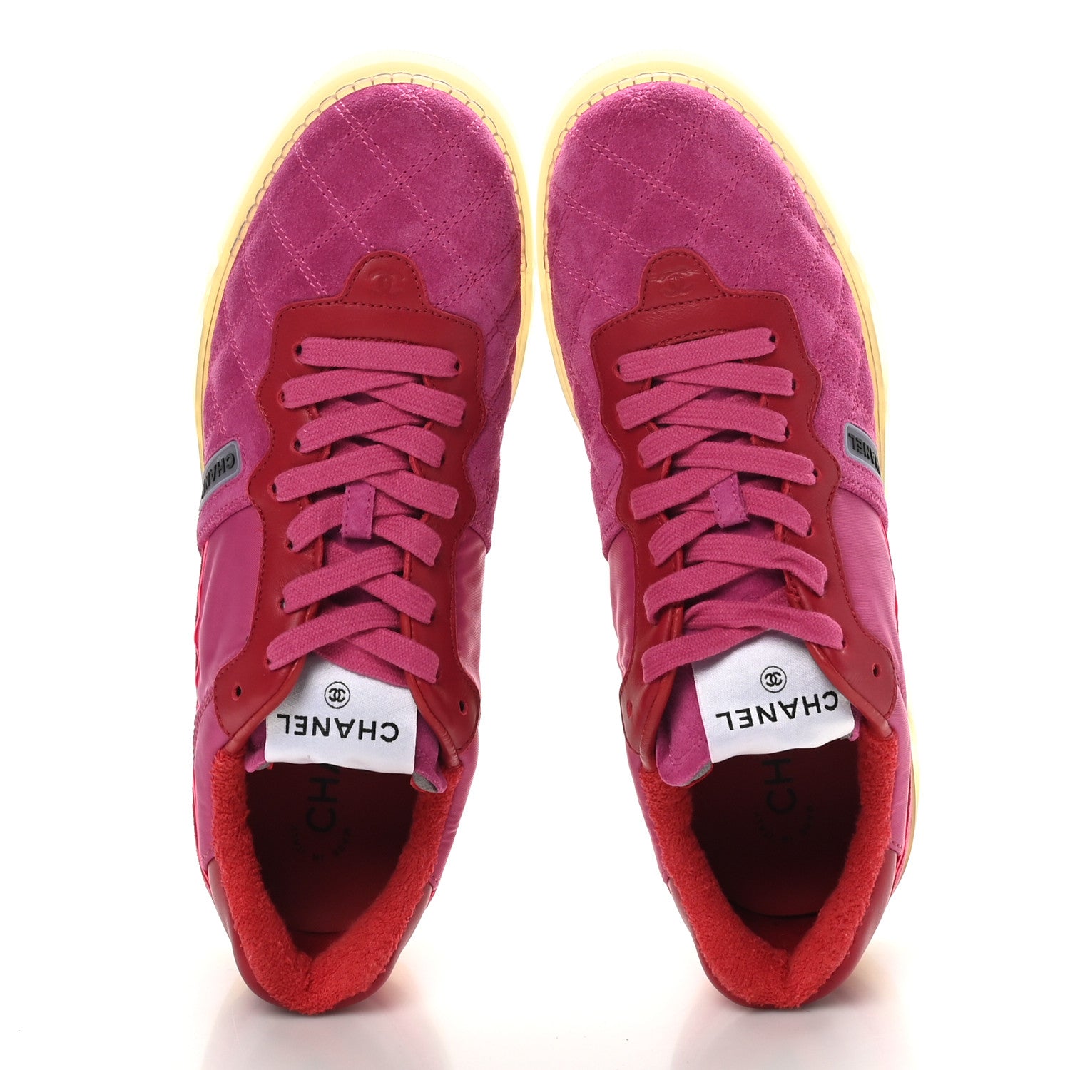 Chanel Suede Calfskin Quilted Sneakers 40.5 Pink 2 of 9