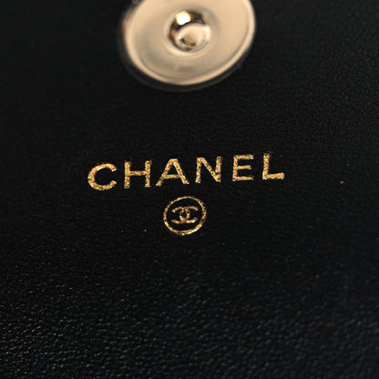 Chanel Lambskin Quilted Pearl Top Handle Clutch With Chain Black 6 of 12