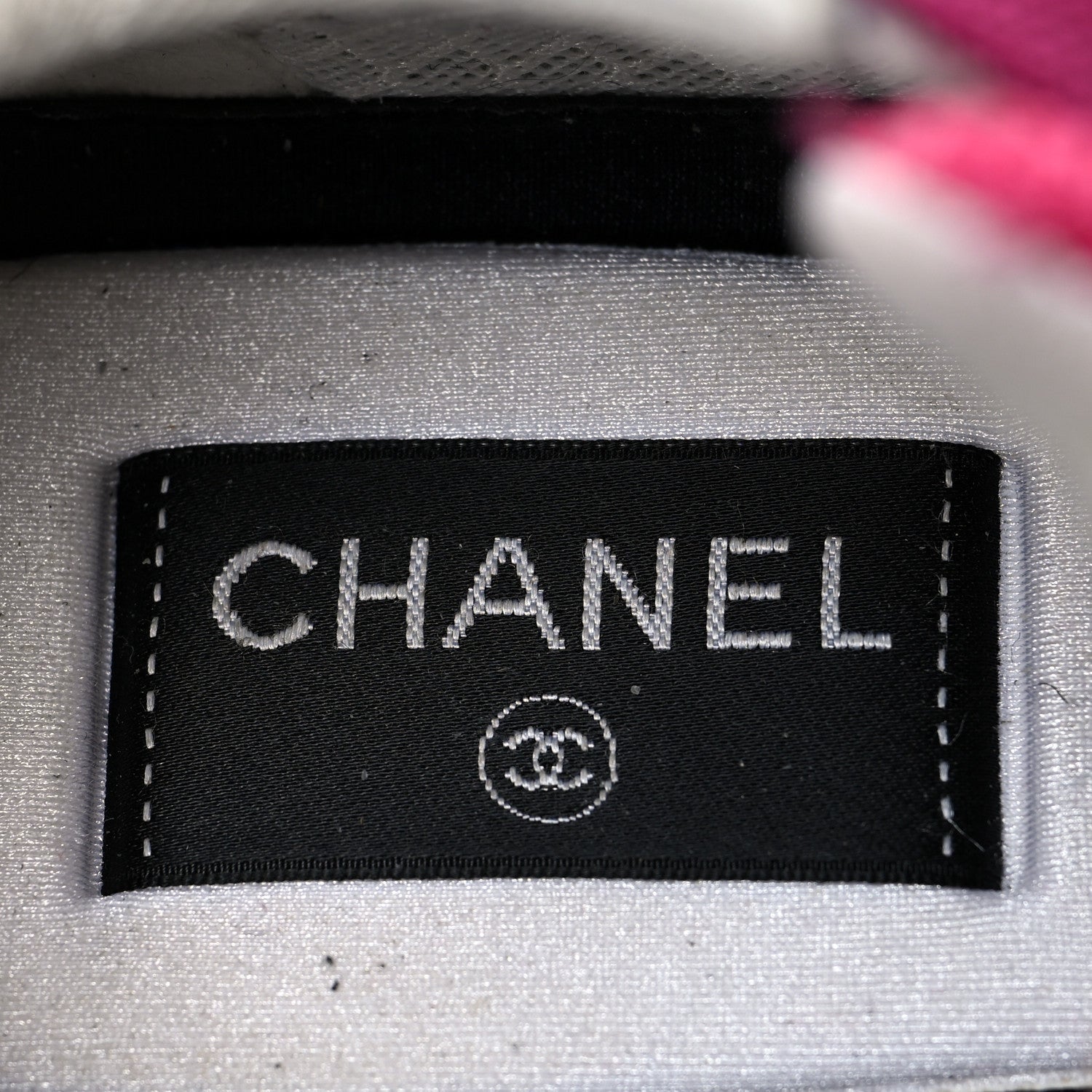 Chanel Mesh Suede Calfskin Grained Calfskin Womens CC Sneakers 40.5 Dark Pink Silver 7 of 9