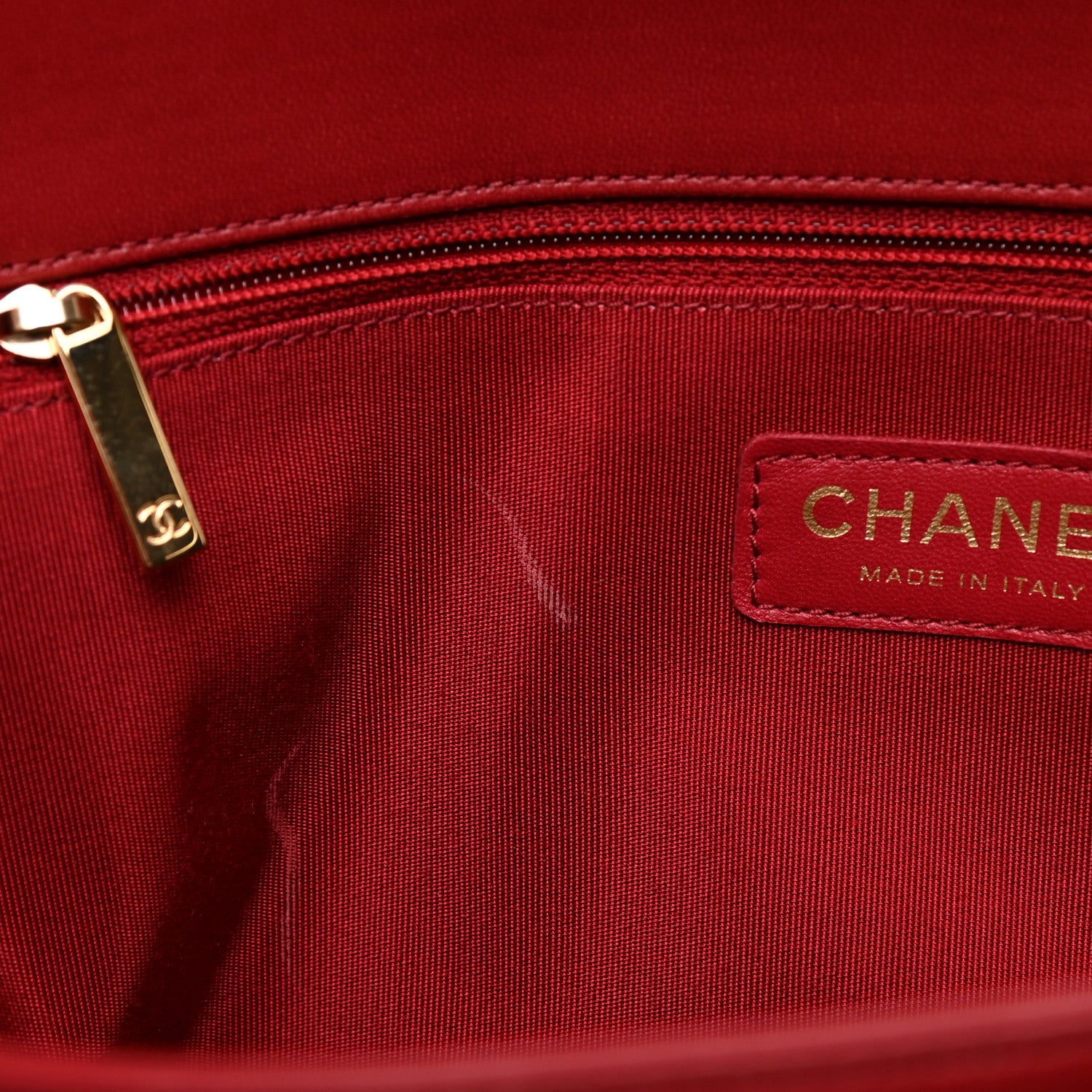 Chanel Lambskin Quilted CC Unchained Clutch Red 5 of 8