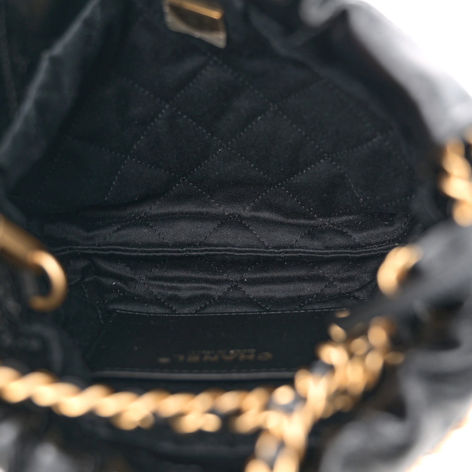 Chanel Shiny Crumpled Calfskin Quilted Pearl Mini Chanel 22 Black 5 of 10