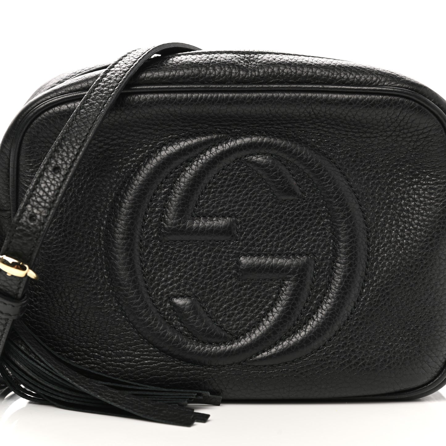 Pebbled Calfskin Small Soho Disco Bag Black
