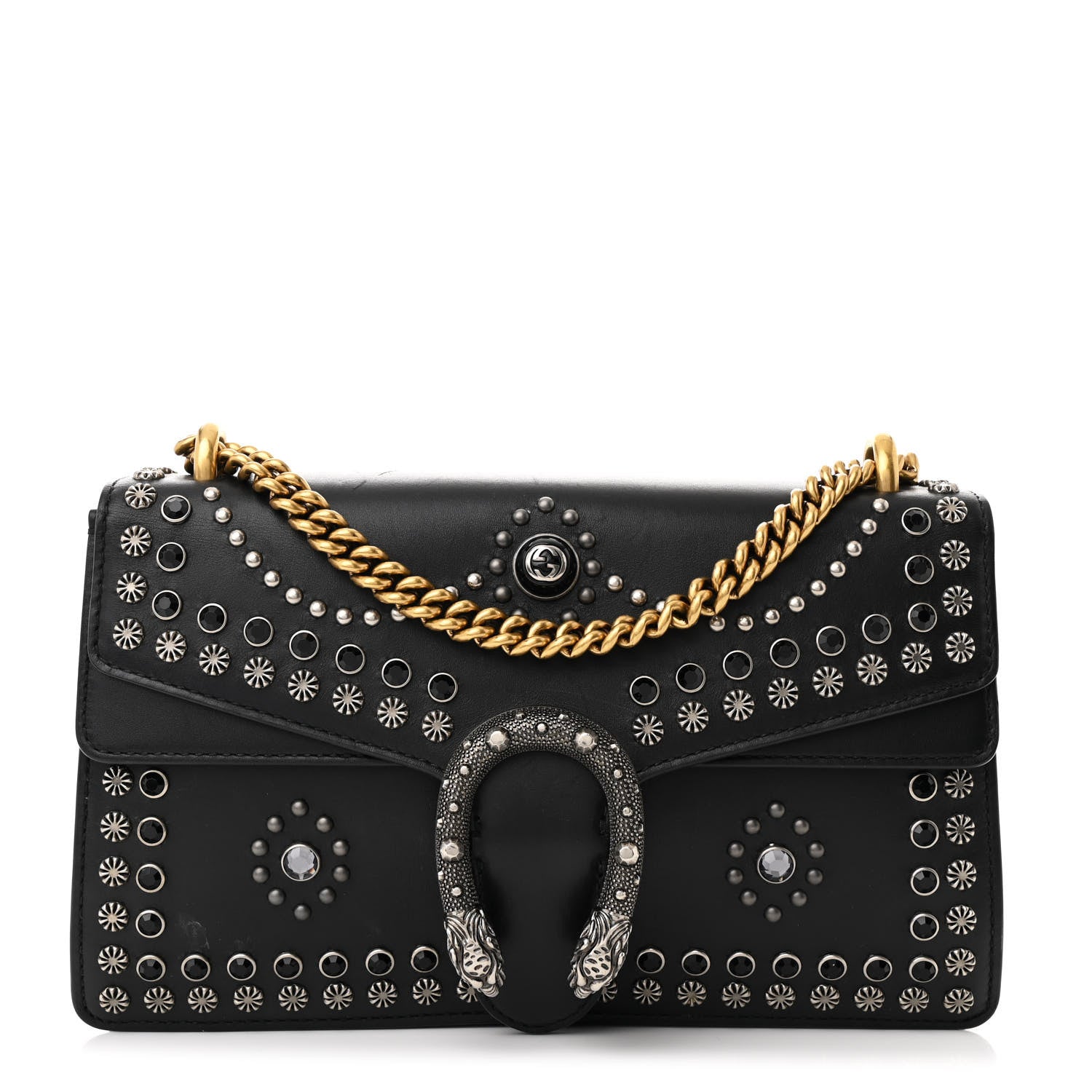 Gucci Calfskin Studded Small Dionysus Shoulder Bag Black 1 of 16