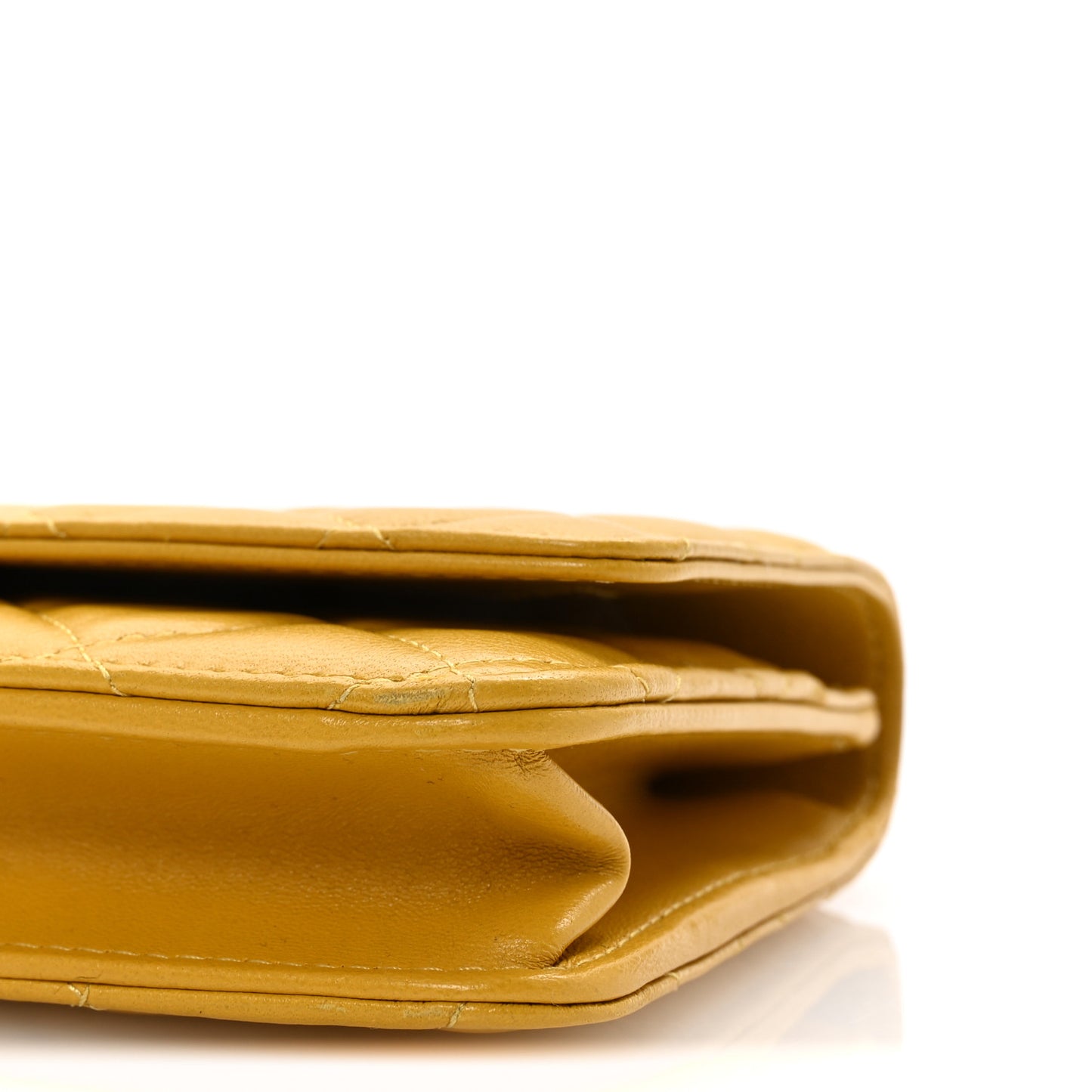 Lambskin Quilted Top Handle Wallet On Chain WOC Yellow