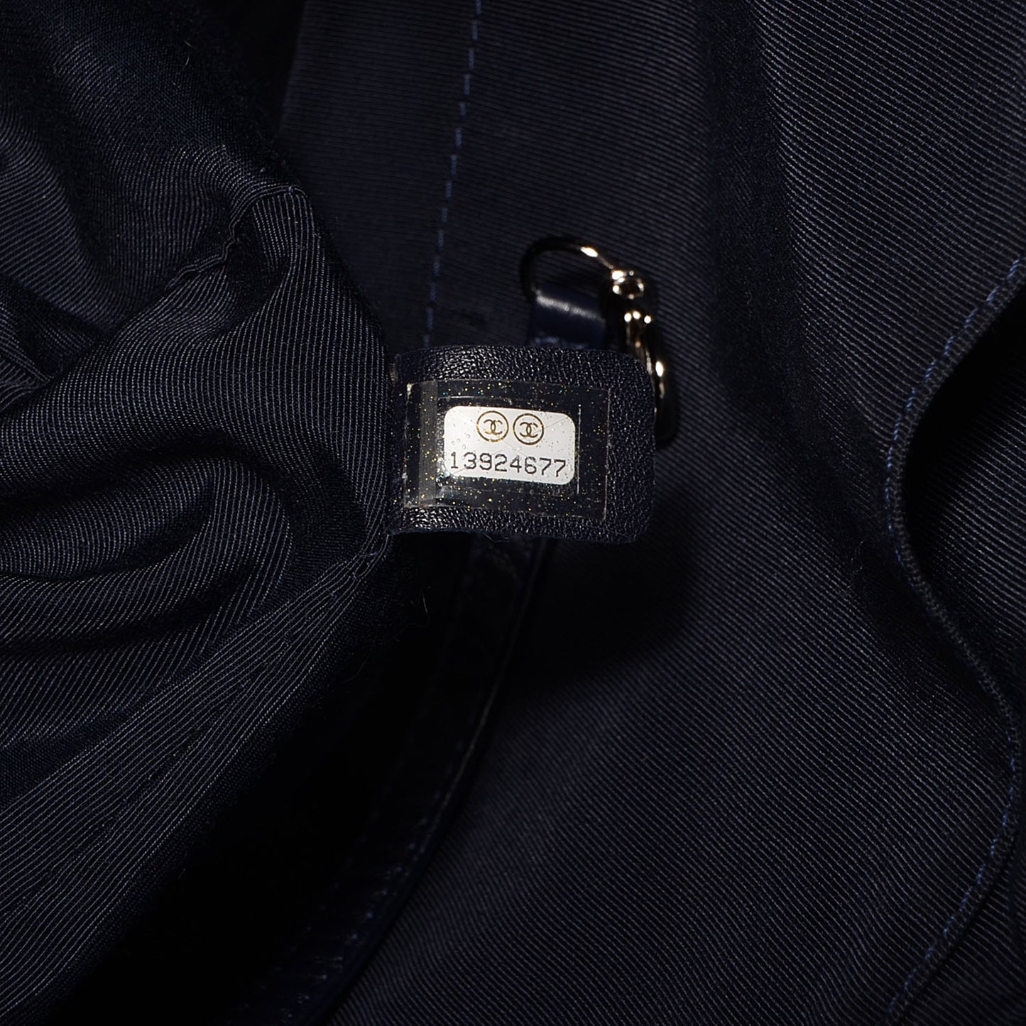 Patent Quilted Chic and Glitter Large Tote Navy Blue