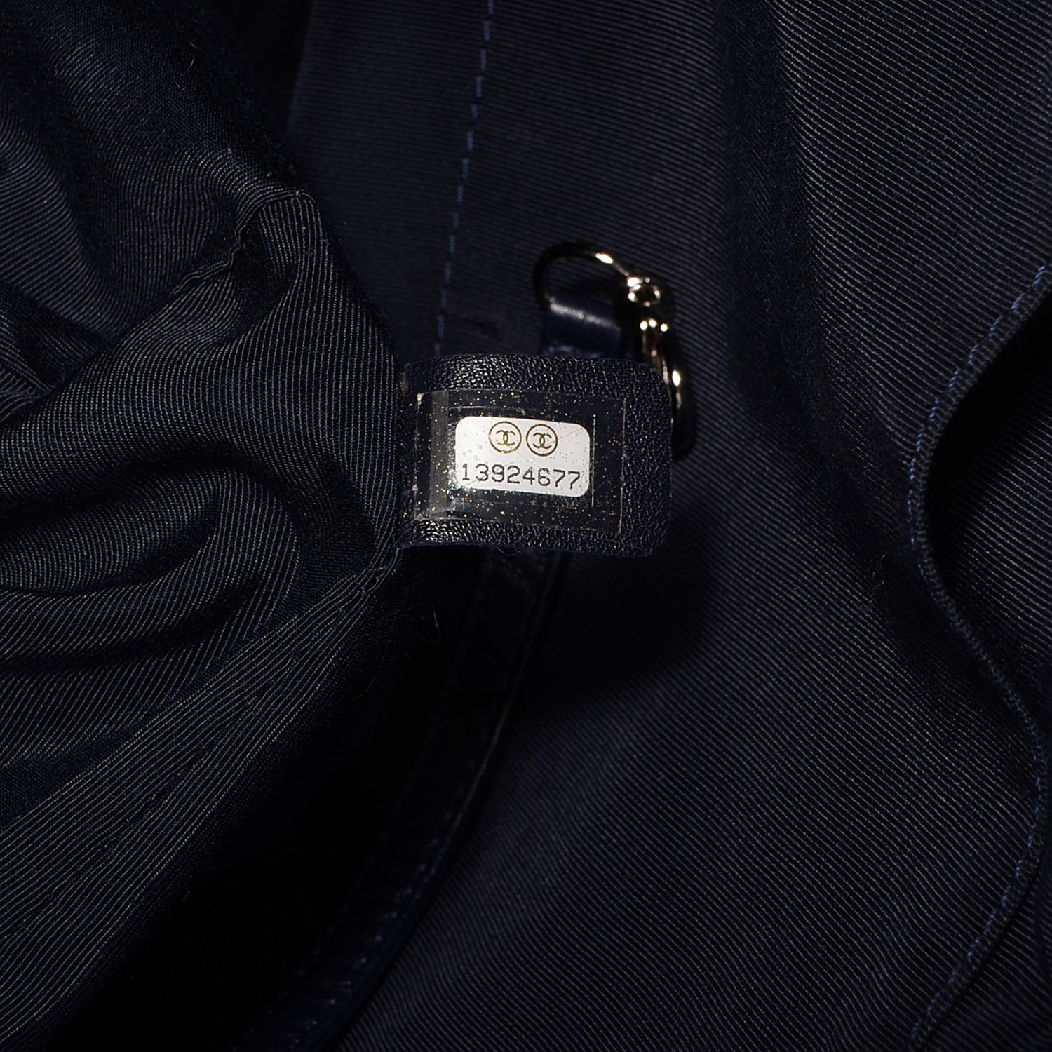Chanel Patent Quilted Chic and Glitter Large Tote Navy Blue 7 of 7