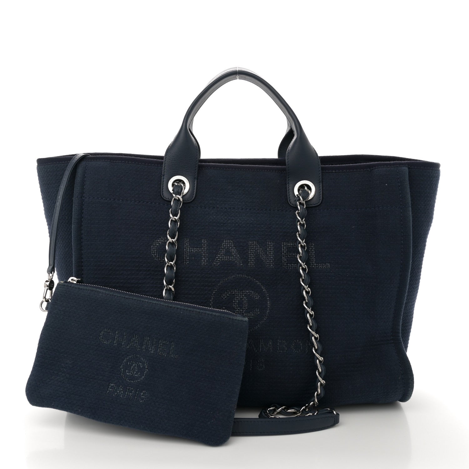Chanel Mixed Fibers Calfskin Medium Deauville Tote Dark Blue 2 of 13