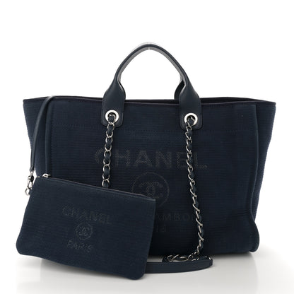 Chanel Mixed Fibers Calfskin Medium Deauville Tote Dark Blue 2 of 13