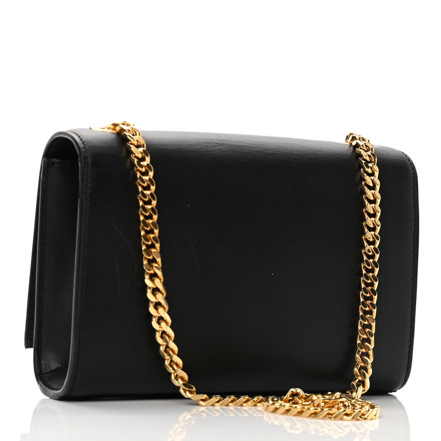 Calfskin Small Classic Monogram Kate Tassel Satchel Black
