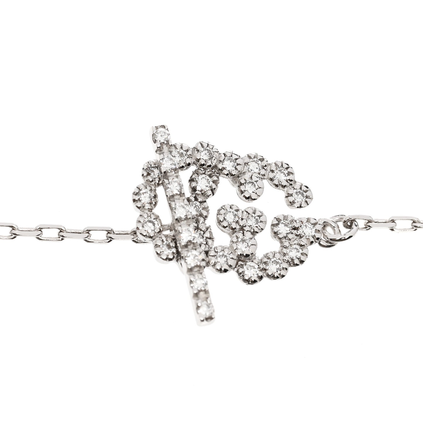 18K White Gold Diamond GG Running Bracelet