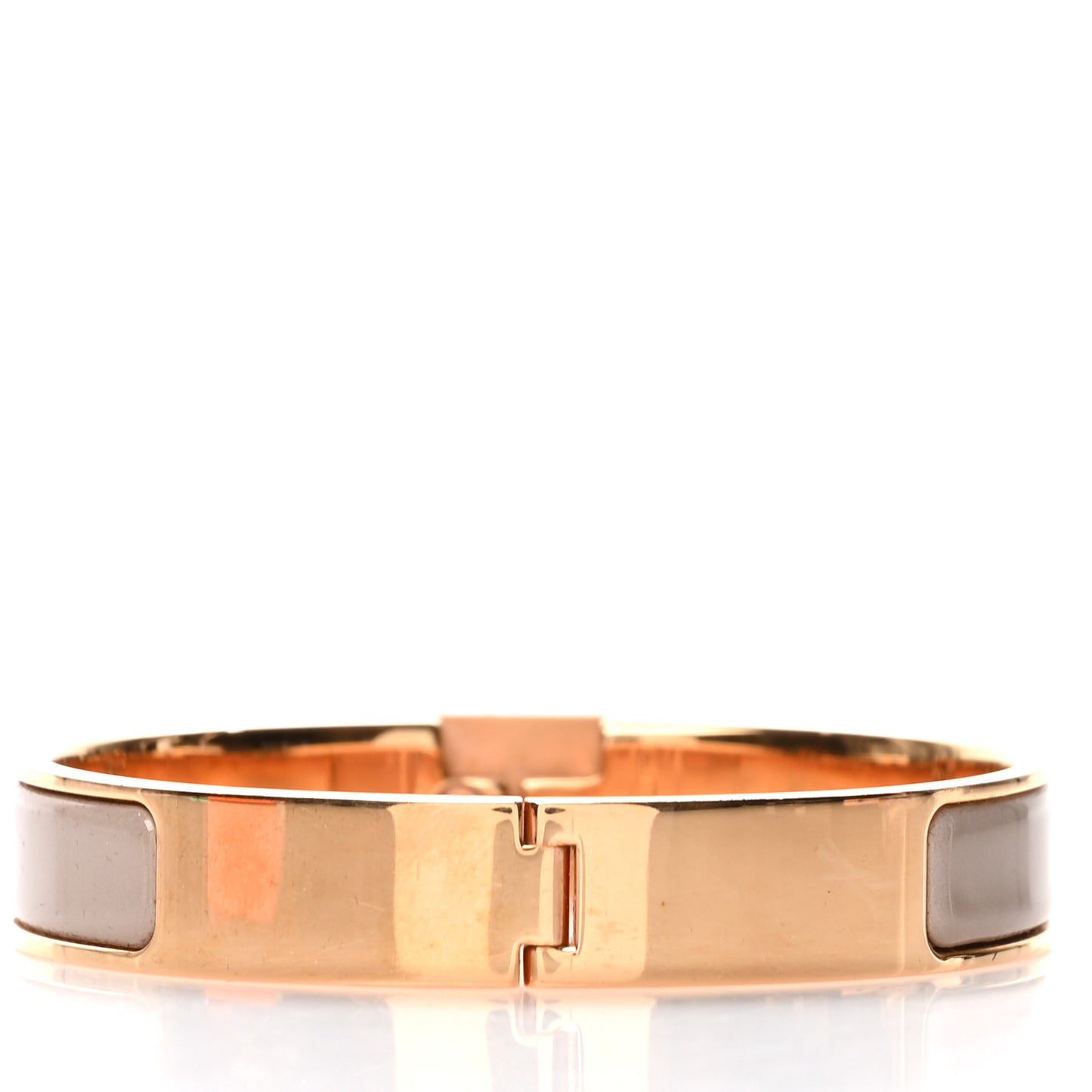 Enamel Narrow Clic Cadenas Bracelet GM Marron Glace