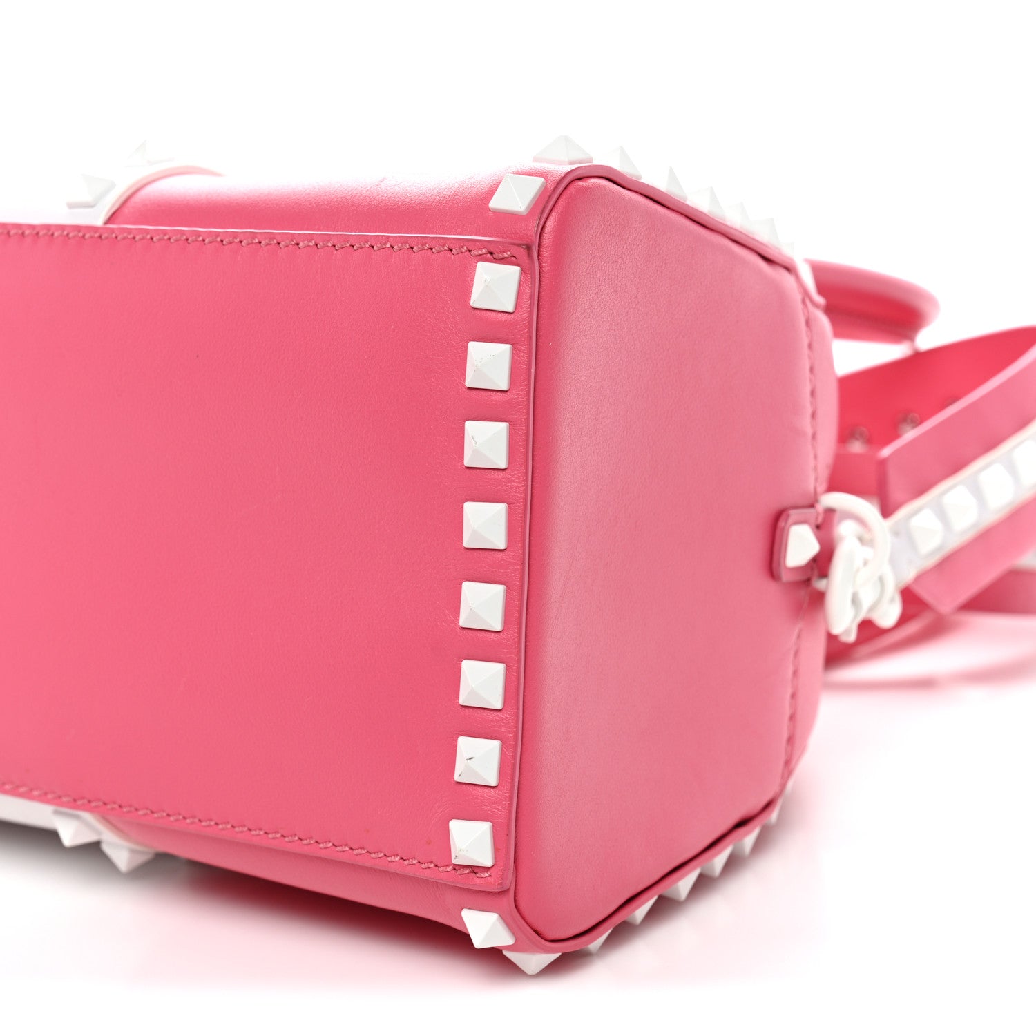 Valentino Garavani Vitello Colorblock Free Rockstud Top Handle Shoulder Bag Pink Optic White 9 of 13