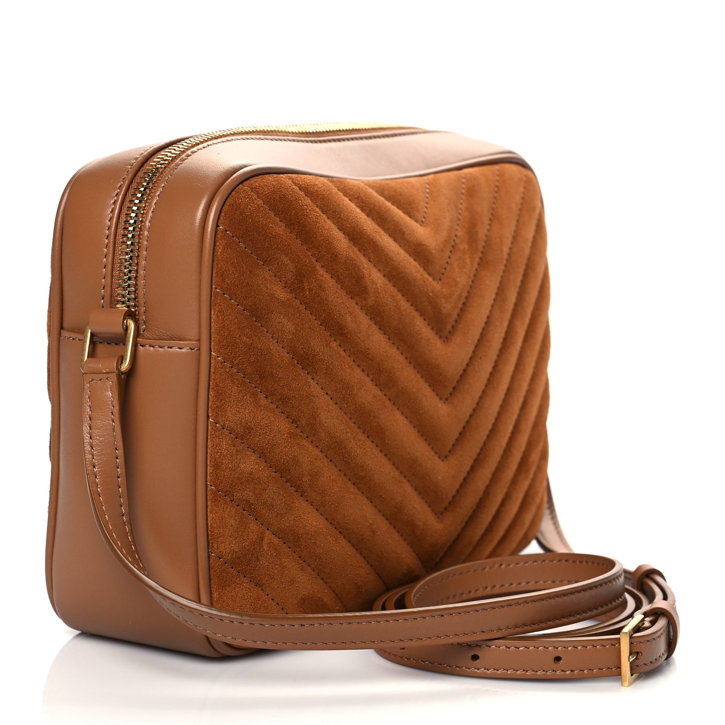 Suede Matelasse Monogram Lou Camera Bag Cinnamon
