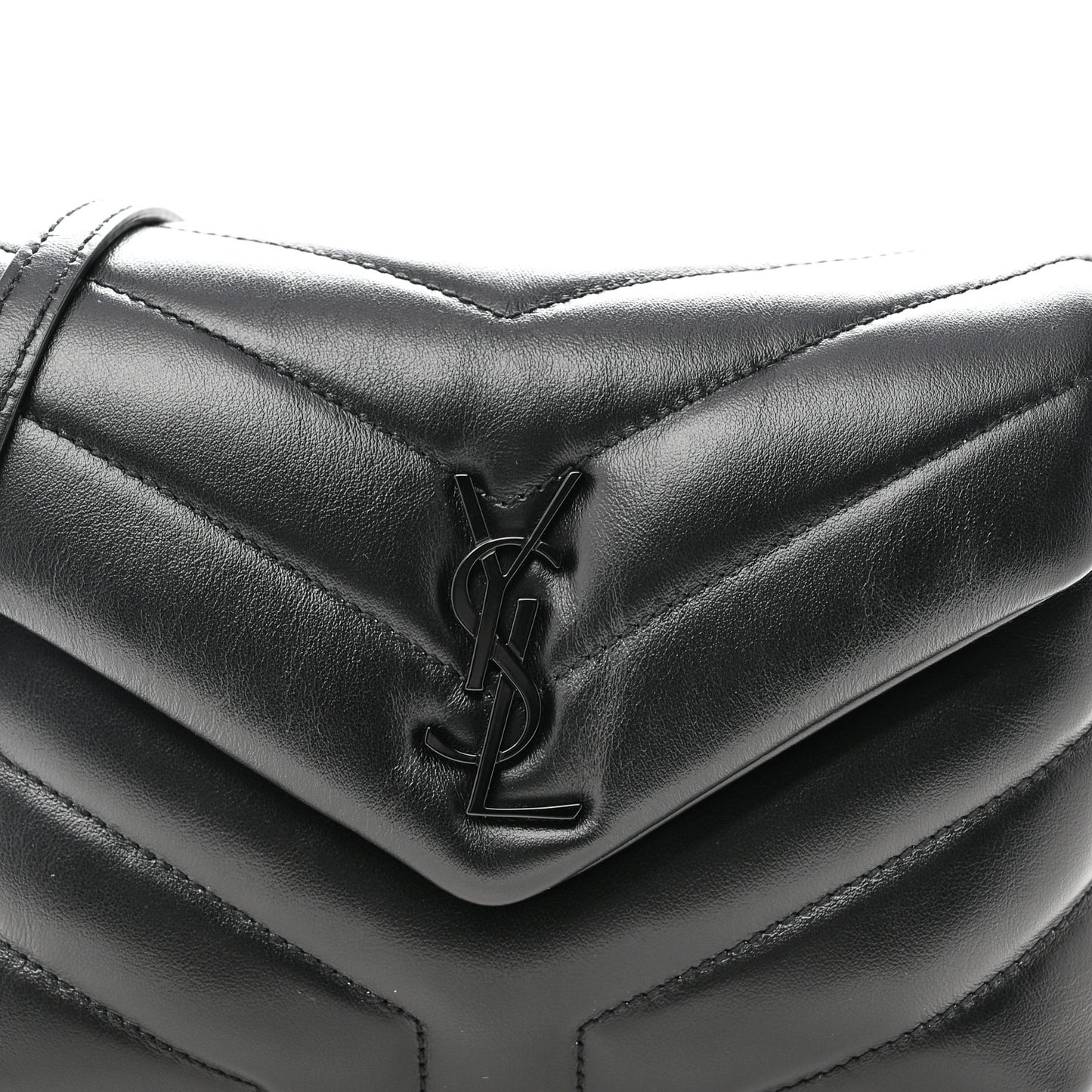 Calfskin Y Quilted Monogram Monochrome Toy Loulou Crossbody Bag Black