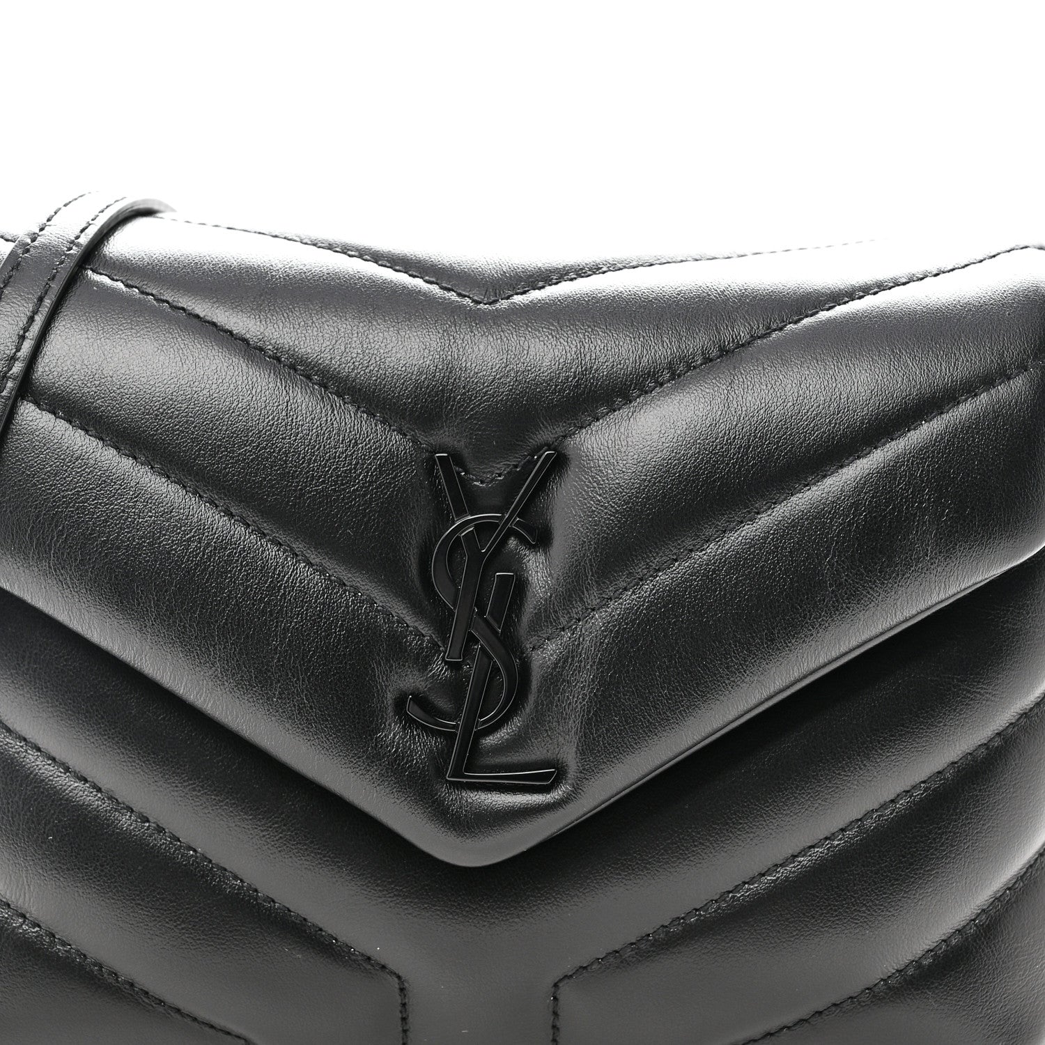 Saint Laurent Calfskin Y Quilted Monogram Monochrome Toy Loulou Crossbody Bag Black 8 of 11