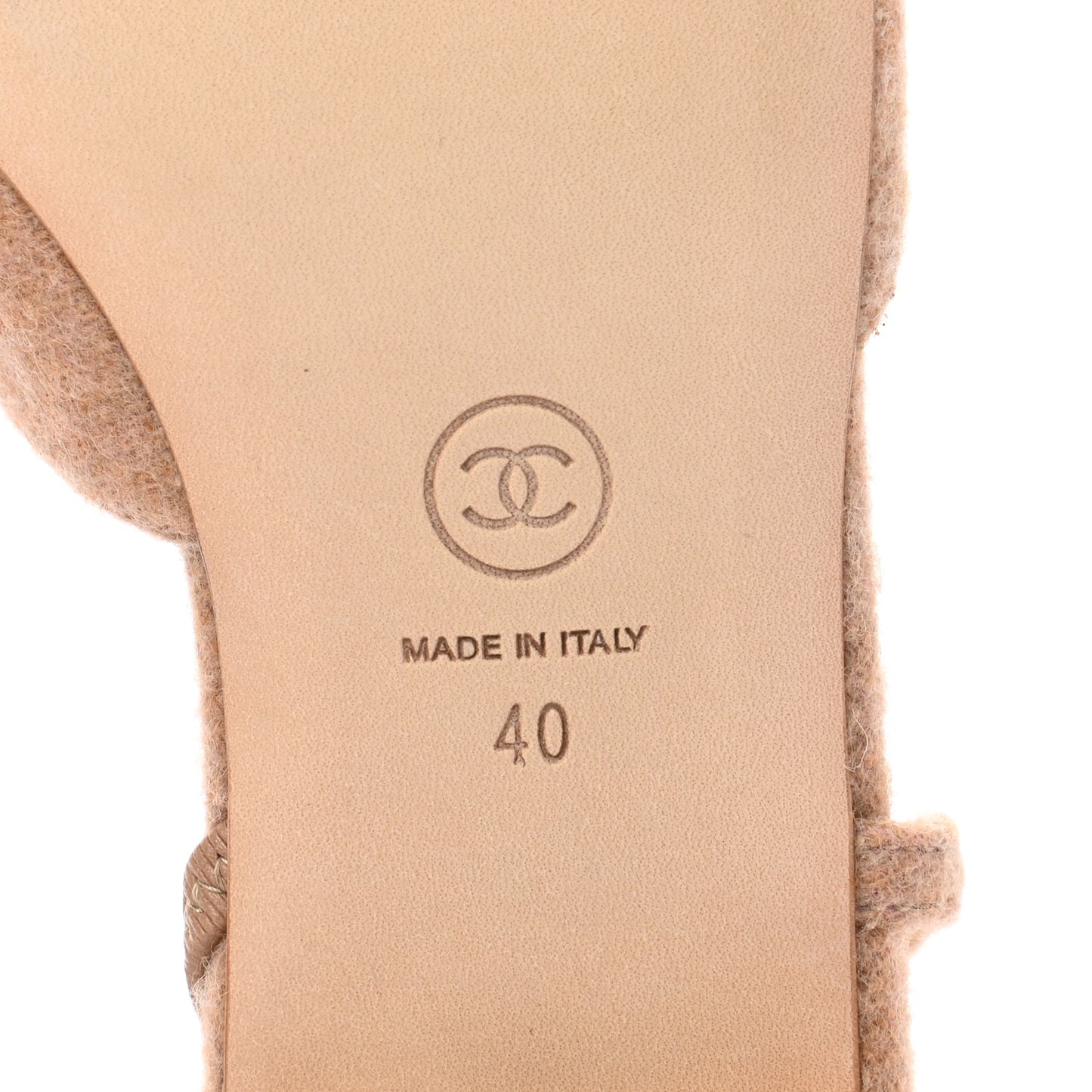 Wool Cap Toe CC Slingback Flat 40 Beige Pink