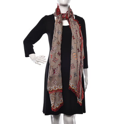 Louis Vuitton Silk Giant Pop Monogram Stole Beige 2 of 6
