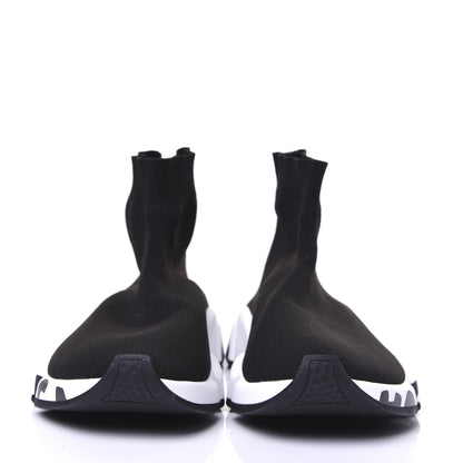 Balenciaga Neoprene Knit Womens Speed Graffiti Sneakers 41 Black White 2 of 8
