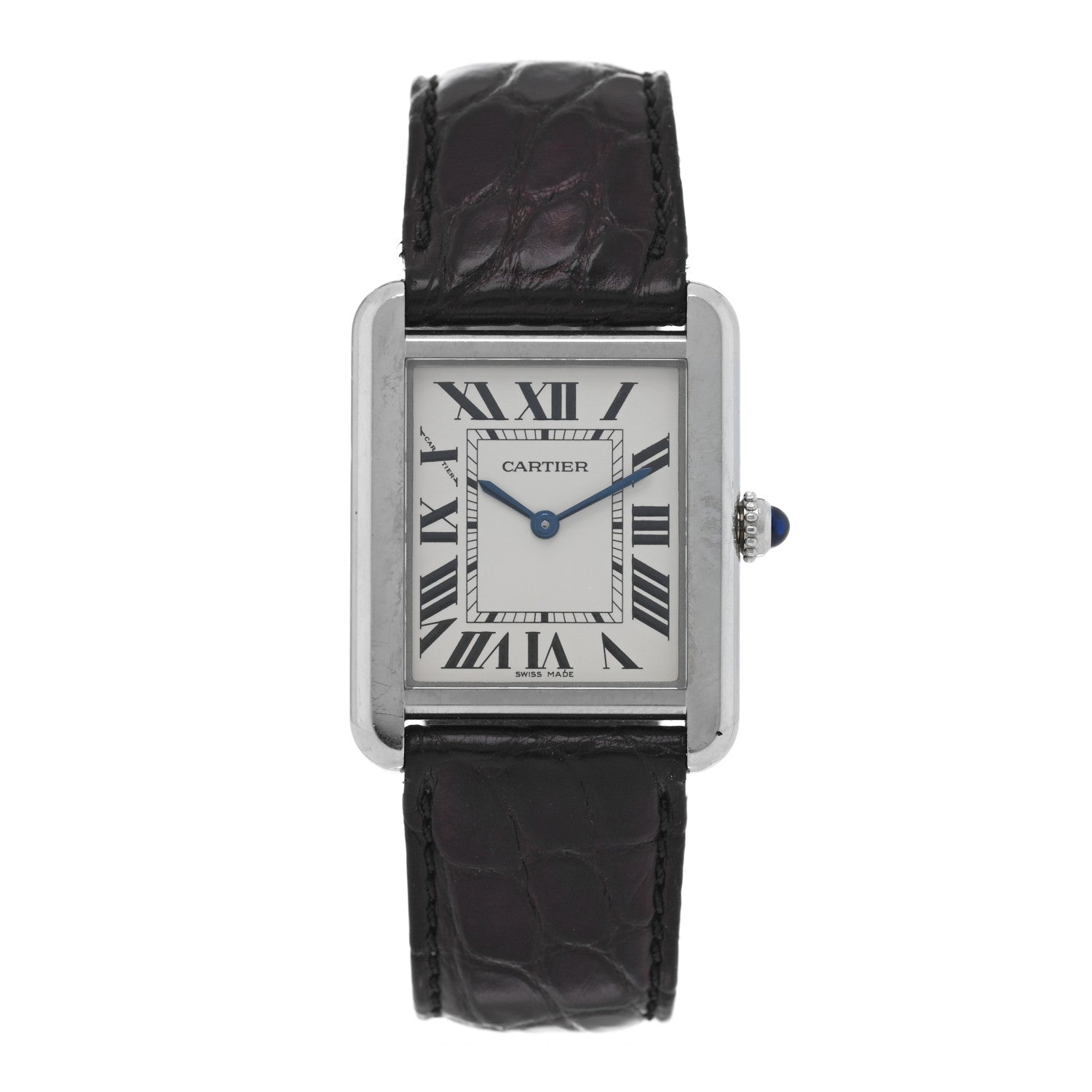 Cartier Stainless Steel Alligator 24mm Tank Solo Quartz Watch 1 of 4