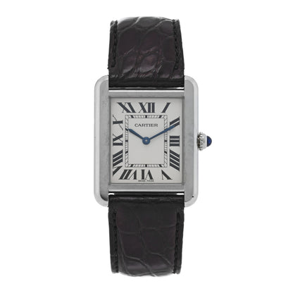 Cartier Stainless Steel Alligator 24mm Tank Solo Quartz Watch 1 of 4