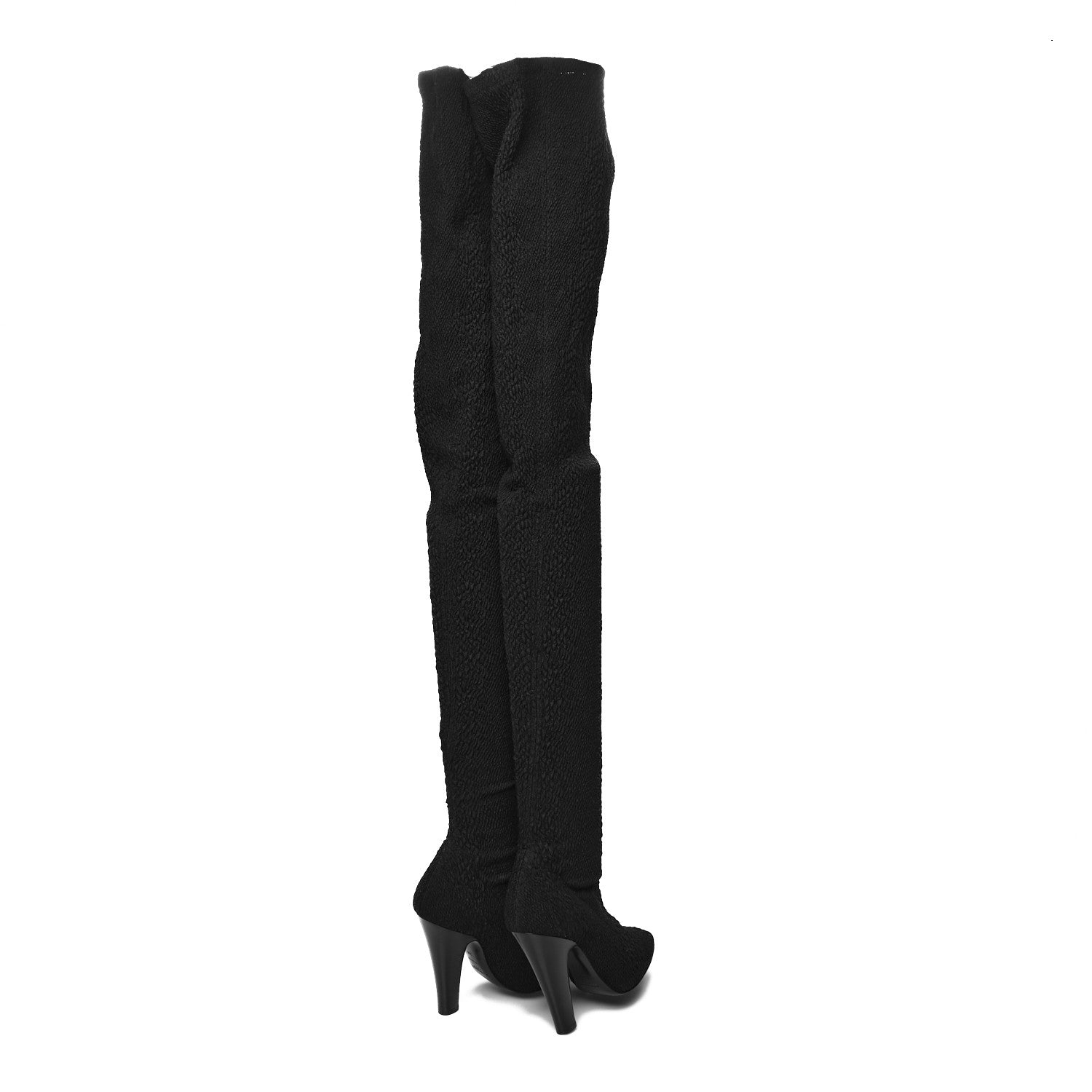 Saint Laurent Tessuto Pitone Stretch Over The Knee Boots 38 Black 4 of 6