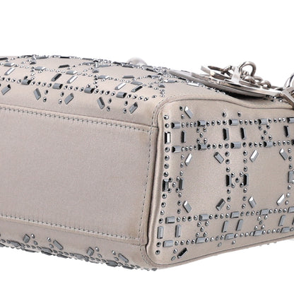 Christian Dior Satin Crystal Cannage Mini Lady Dior Gray 10 of 10