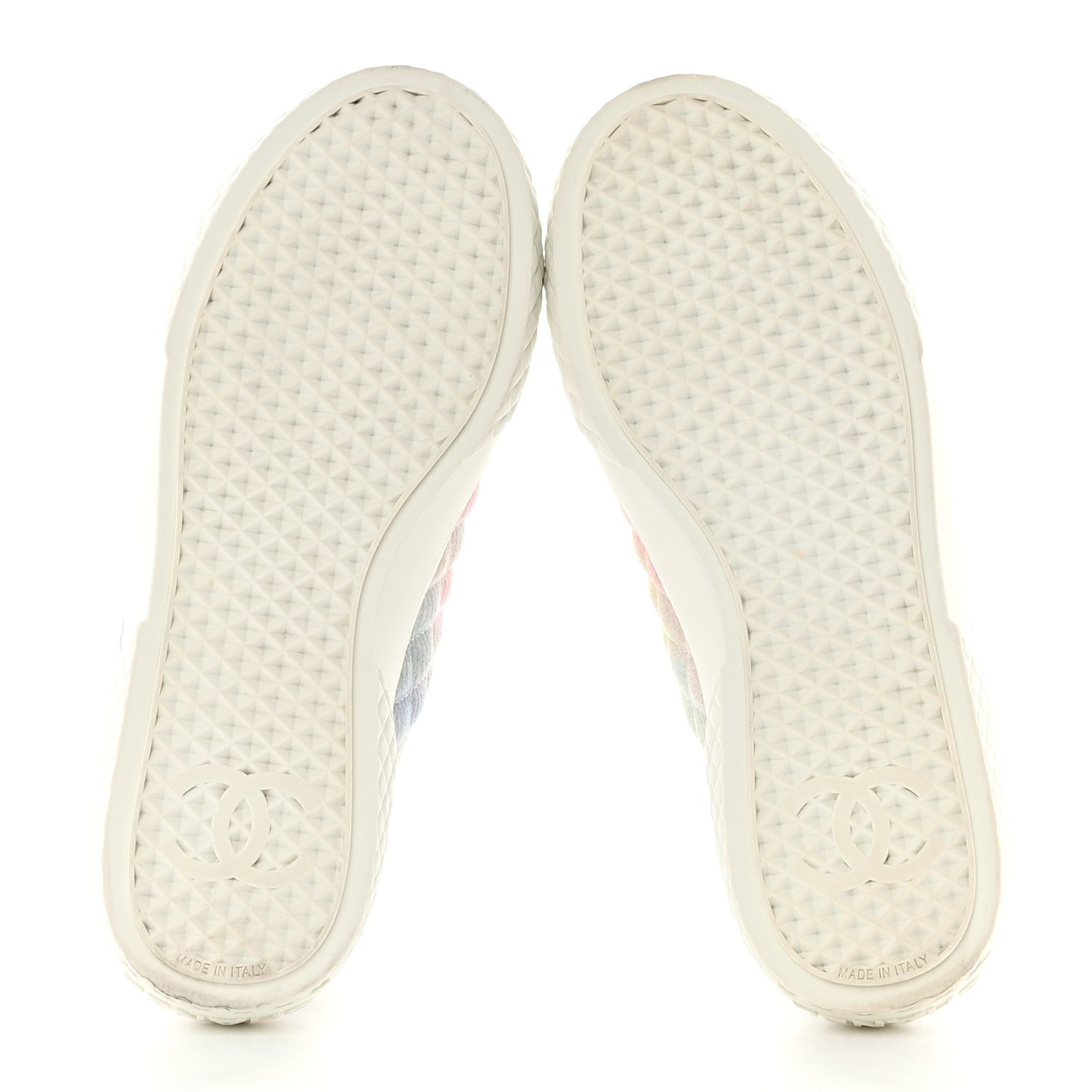 Printed Fabric Quilted High Top Sneakers 35 Green Pink Blue White