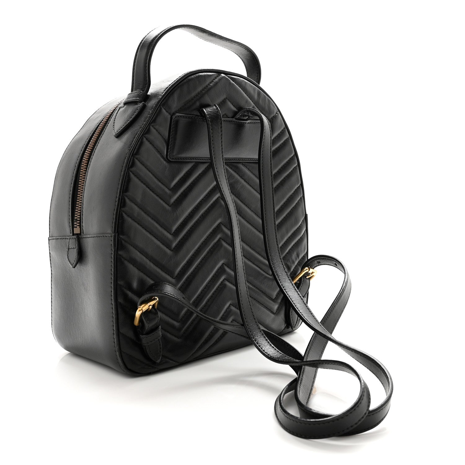 Gucci Calfskin Matelasse GG Marmont Dome Backpack Black 3 of 19