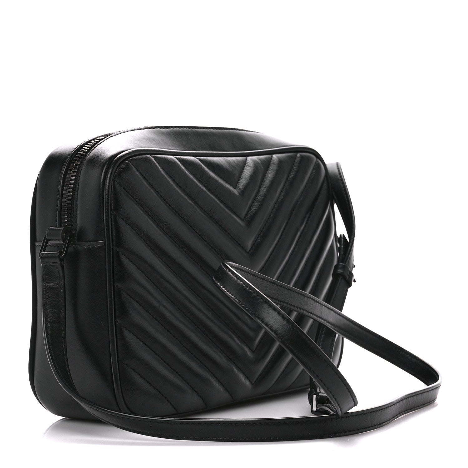 Saint Laurent Calfskin Matelasse Monogram Monochrome Lou Camera Bag Black 3 of 10