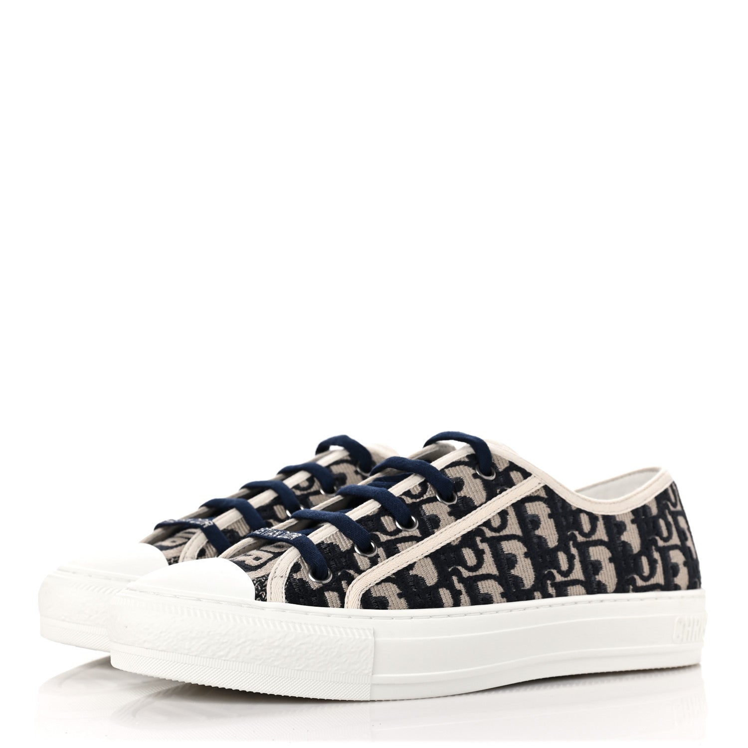 Christian Dior Canvas Oblique Walk'N'Dior Low Top Sneakers 40 Deep Blue 3 of 10