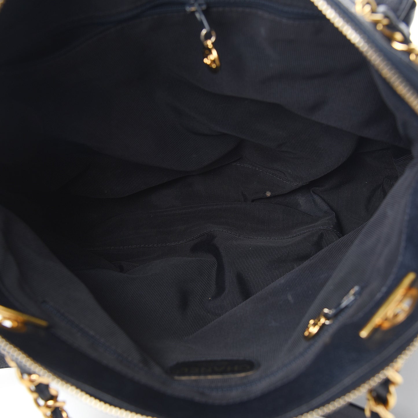 Caviar Quilted Flap Shoulder Bag Navy Blue