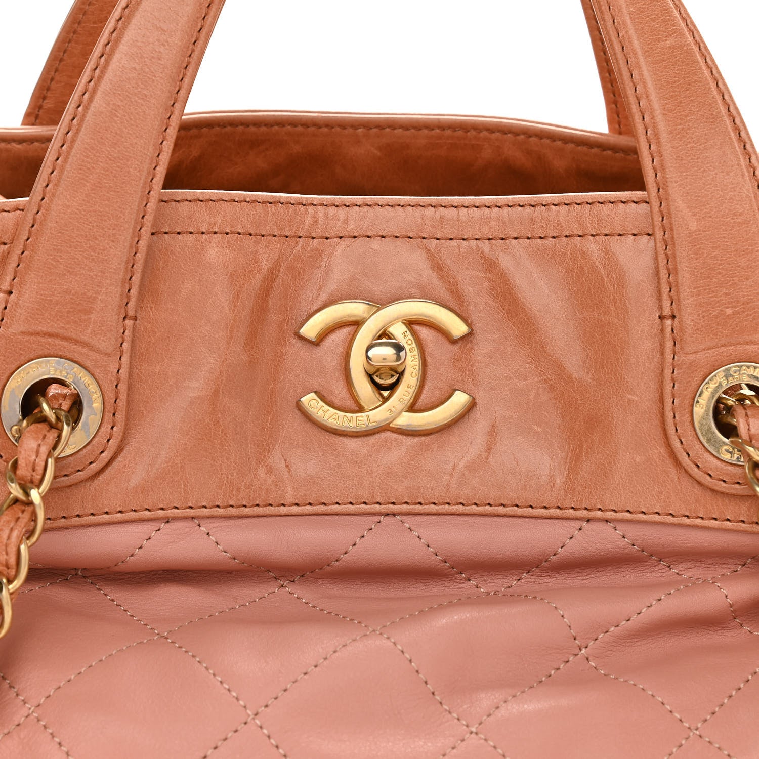 Chanel Calfskin Quilted In The Mix Small Shopping Tote Light Red 9 of 12