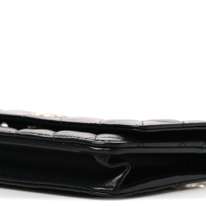 Chanel Lambskin Quilted Pearl Wallet On Chain WOC Black 10 of 12