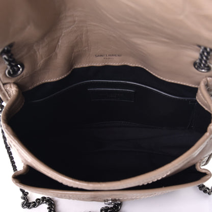 Saint Laurent Crinkled Calfskin Matelasse Monogram Baby Niki Chain Satchel Light Taupe 5 of 8